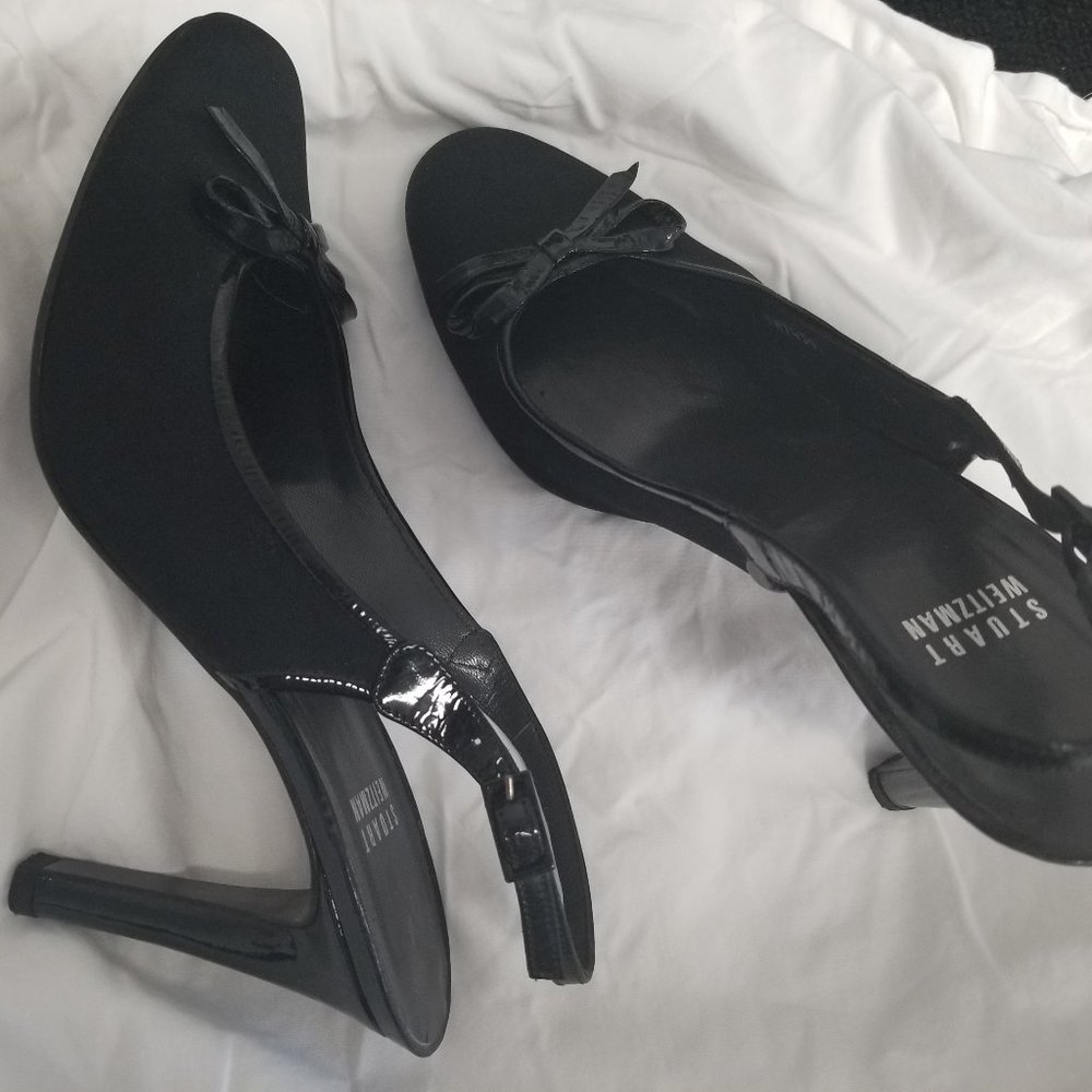 Stuart Weitzman Slingback Heel - Black Bow 7.5M